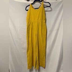 Wide Leg Cropped Yellow Jumpsuit